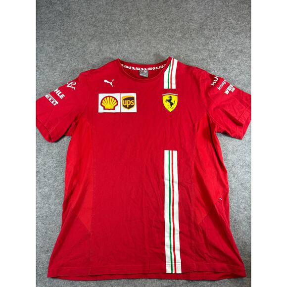 Puma Official Scuderia Ferrari F1 Team T Shirt Mens XL Red Ups Shell Rayban - Picture 1 of 11